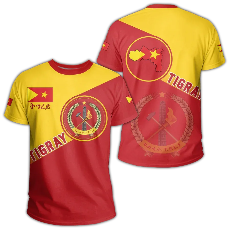 Tigray Flag Country 3D Printed T Shirts High Quality Summer Casual Crewneck Men & Women T-shirt  Loose Football Sports Tops