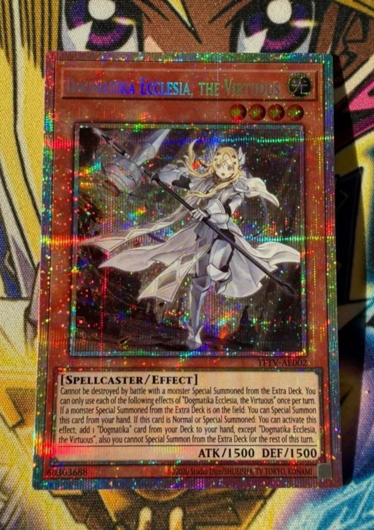 Yugioh KONAMI Duel Monsters TFTV-AE002 Dogmatika Ecclesia The Virtuous Prismatic Secret Asian English Collection Mint Card