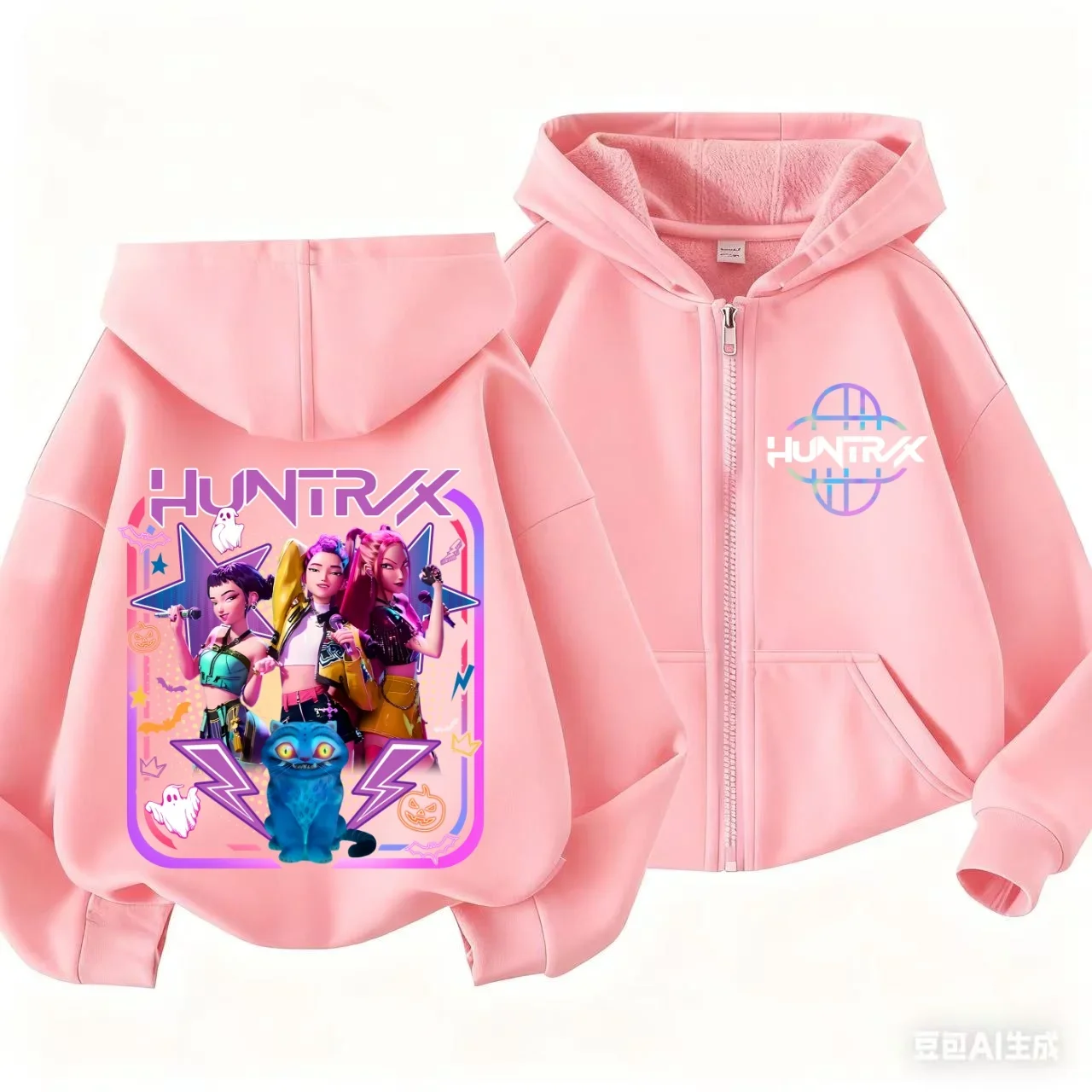 جديد Kpop الساحرة هانت بنين سستة نمط جميلة الفتيات Kawaii ملابس رياضية طويلة الأكمام هوديي الفتيات والفتيان 3-12 سنة عادية Fas #5