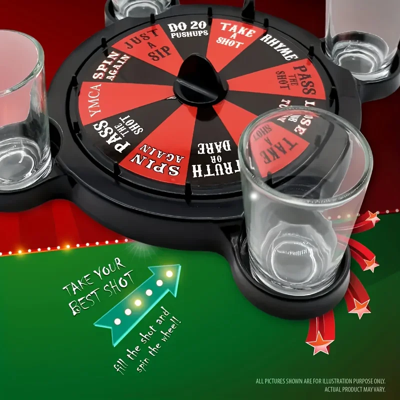 Roulette Shots Drinking Games Set For Adults Party With Glass,TabletopToy Set or Ktv, Bar, Nightclub, Halloween Party Supplies