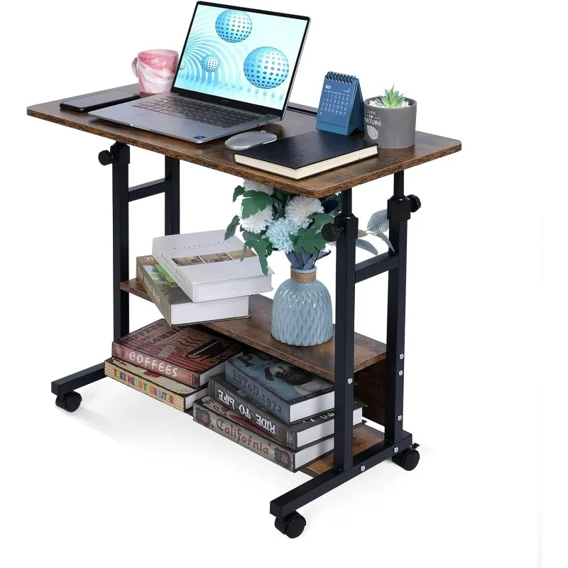 Portable Rolling Desks with Wheels Adjustable Height Small Laptop Desk Small Standing Desk for Small Space Uplift Mobile Work