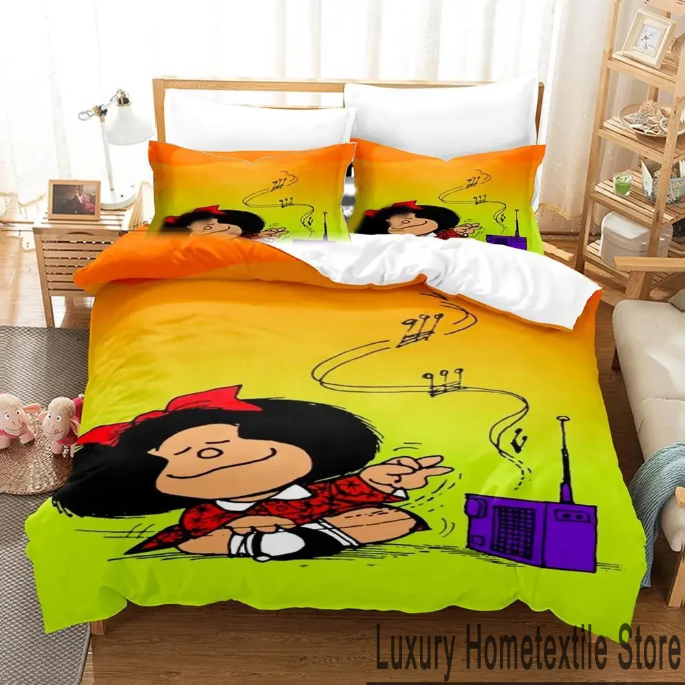 3D Print Mafalda Bedding Set Boys Girls Twin Queen King Size Duvet Cover Pillowcase Bed boys Adult Home Textileextile