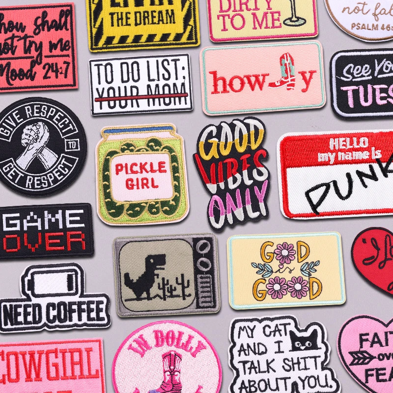 Game Over Punk Rock Buchstaben-Patch mit Slogan zum Aufbügeln für Kleidung, Stickerei-Patches, zum Aufbügeln geeignete Aufnäher, DIY-Bügelsticker, Abzeichen