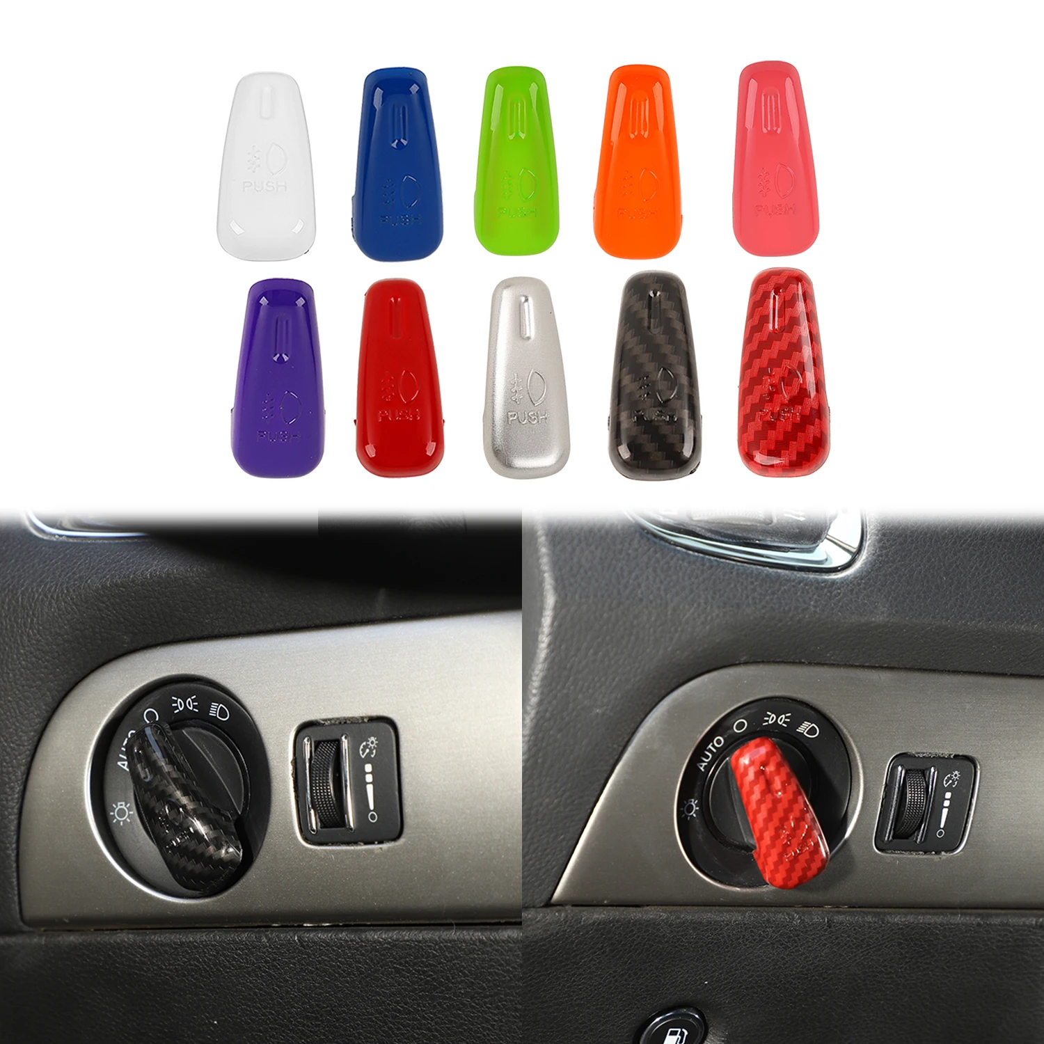 

Headlight Switch Control Decoration Cover Trim for Dodge Durango 20111-2023 Red ABS Car Interior Accessories Mouldings Black