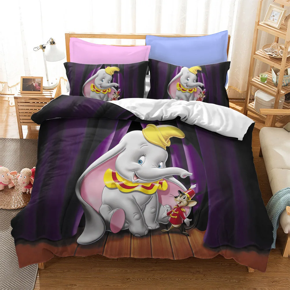 Dumbo Movie Bedding Sets Comforter Quilt Bed Cover Duvet Cover Pillow Case 2-3 Pieces Sets Kids Adult Size Bedroom Decoration