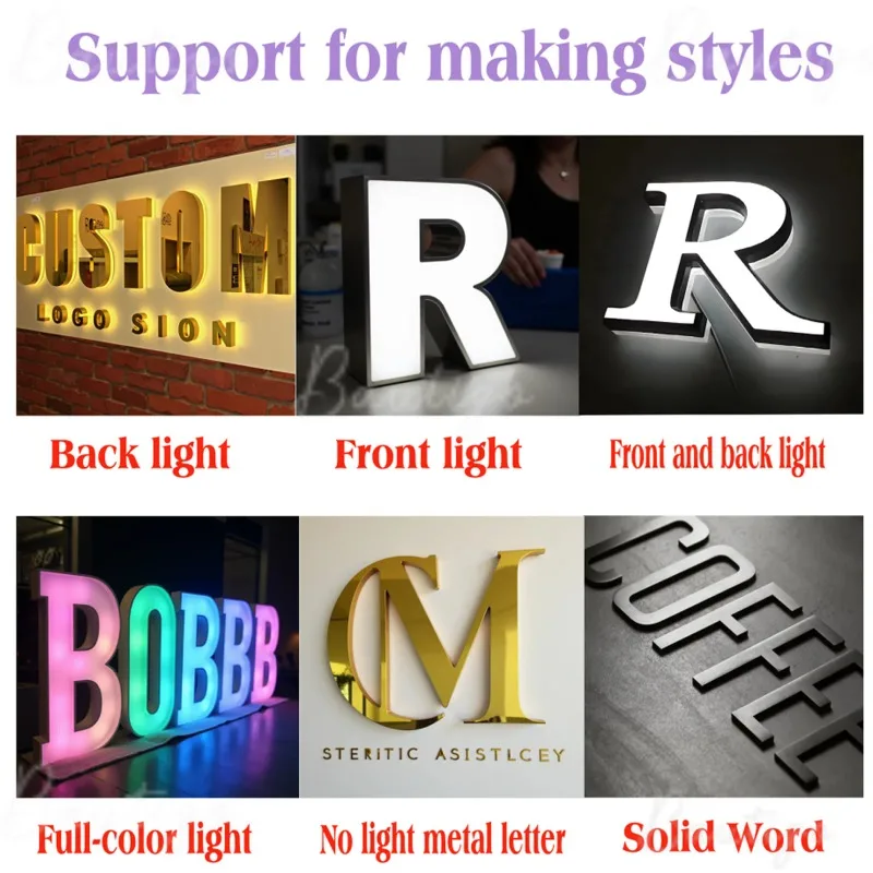 Custom Punching Holes Lighting Letter Sign 3D LED Channel Letter Led Signs for Business Outdoor Outdoor Advertising Signboard