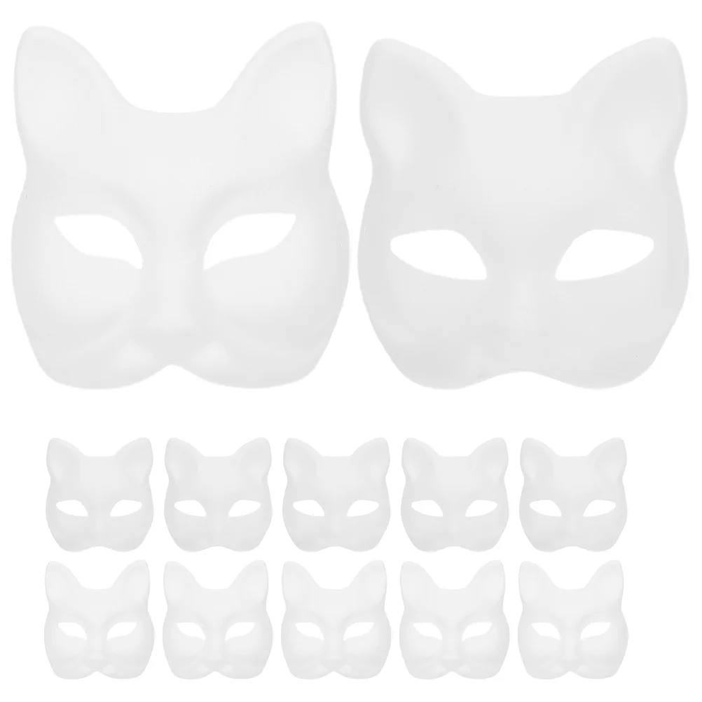 

12 Pcs Halloween Blank Mask Men and Women Paper DIY Paintable Masquerade Masks