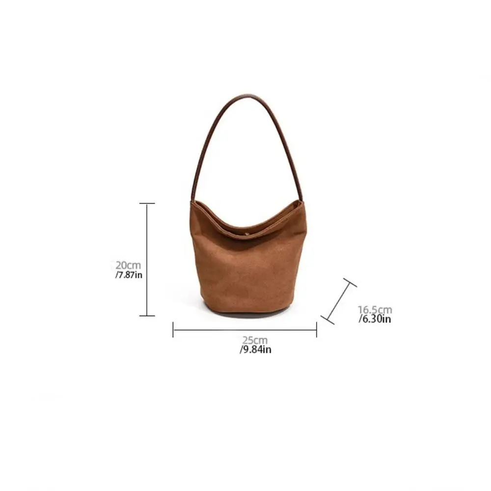 Trendy Pu Leather Suede Bucket Bag Fashion Handbag Velvet Shoulder Bag Simple Large Capacity Pu Tote Bag Girls