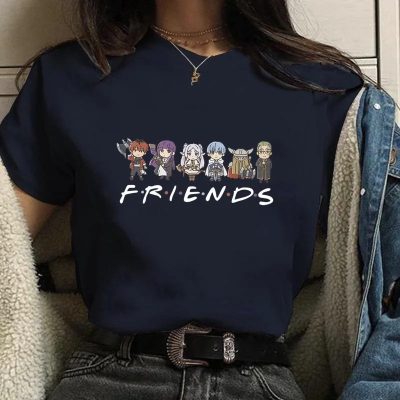 New Anime Friends Pattern T-shirt Women's Cute Anime Personalized Casual Round Neck Short Sleeve Shirt T-Shirt