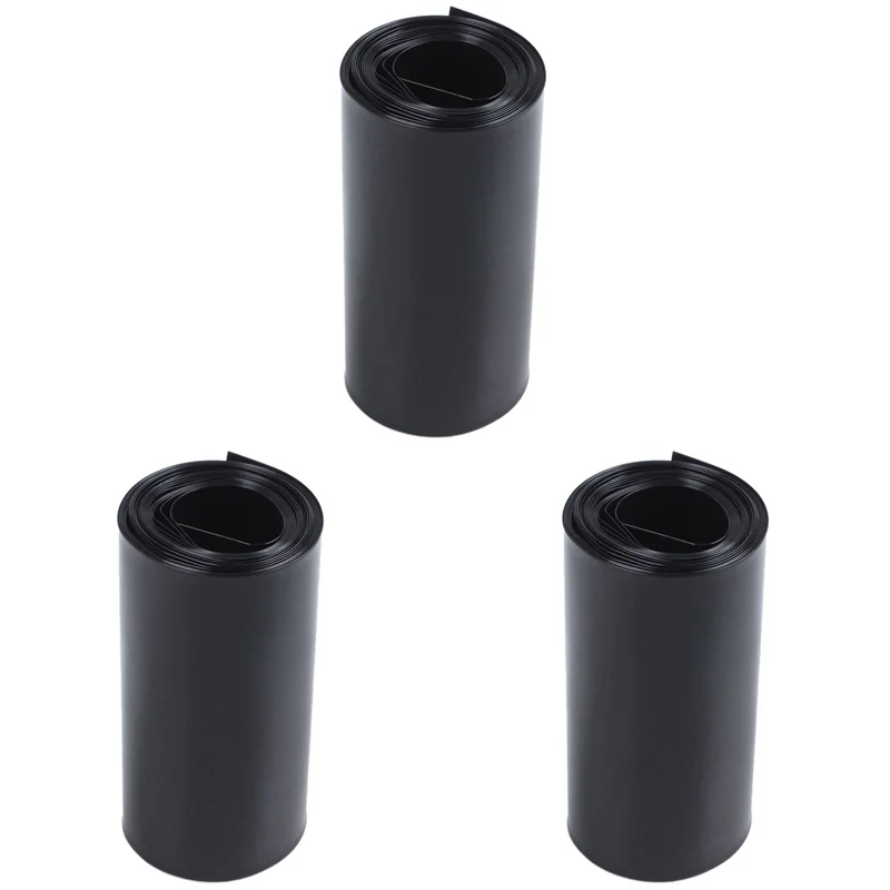 ABGR-3Pcs 70Mm/44Mm PVC Heat Shrink Tubing Wrap Black 2M 6.5Ft For 18650 Battery