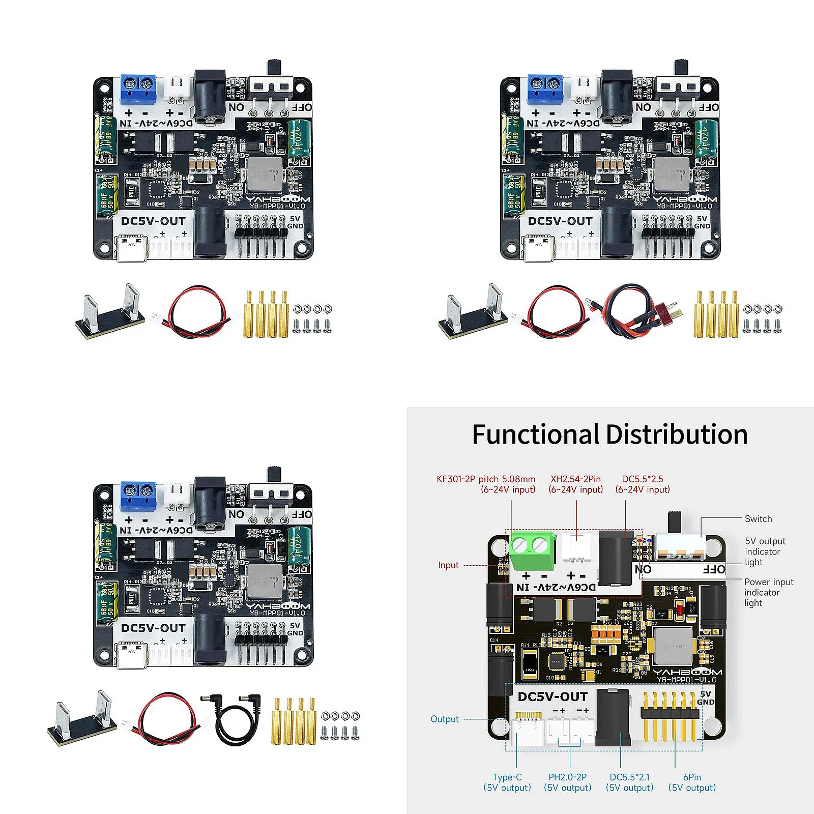 The power expansion board can be stacked with the RPi 5 for use in smart cars, robots, and mobile projects on the Raspberry Pi 5