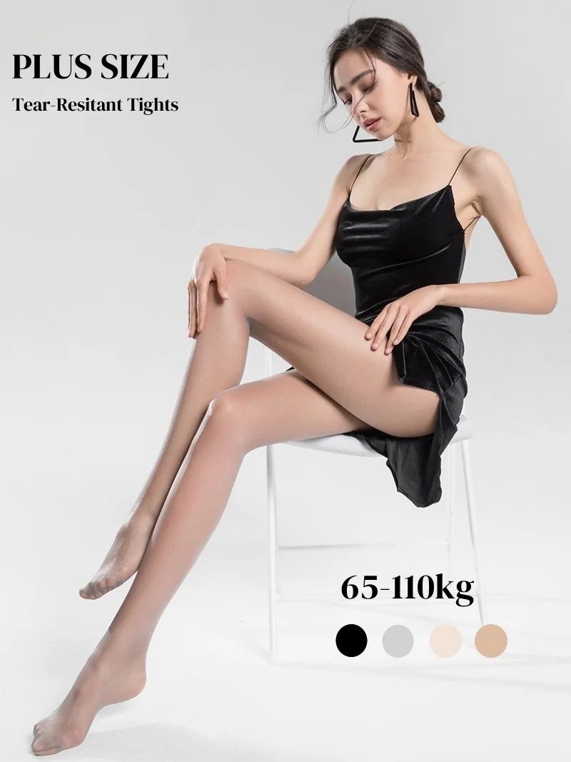 110 KG Women Plus Size Summer Tights Tear Resistant Super Elastic Nylon Pantyhose High Waist Large Size Sheer Stocking Anti-hook