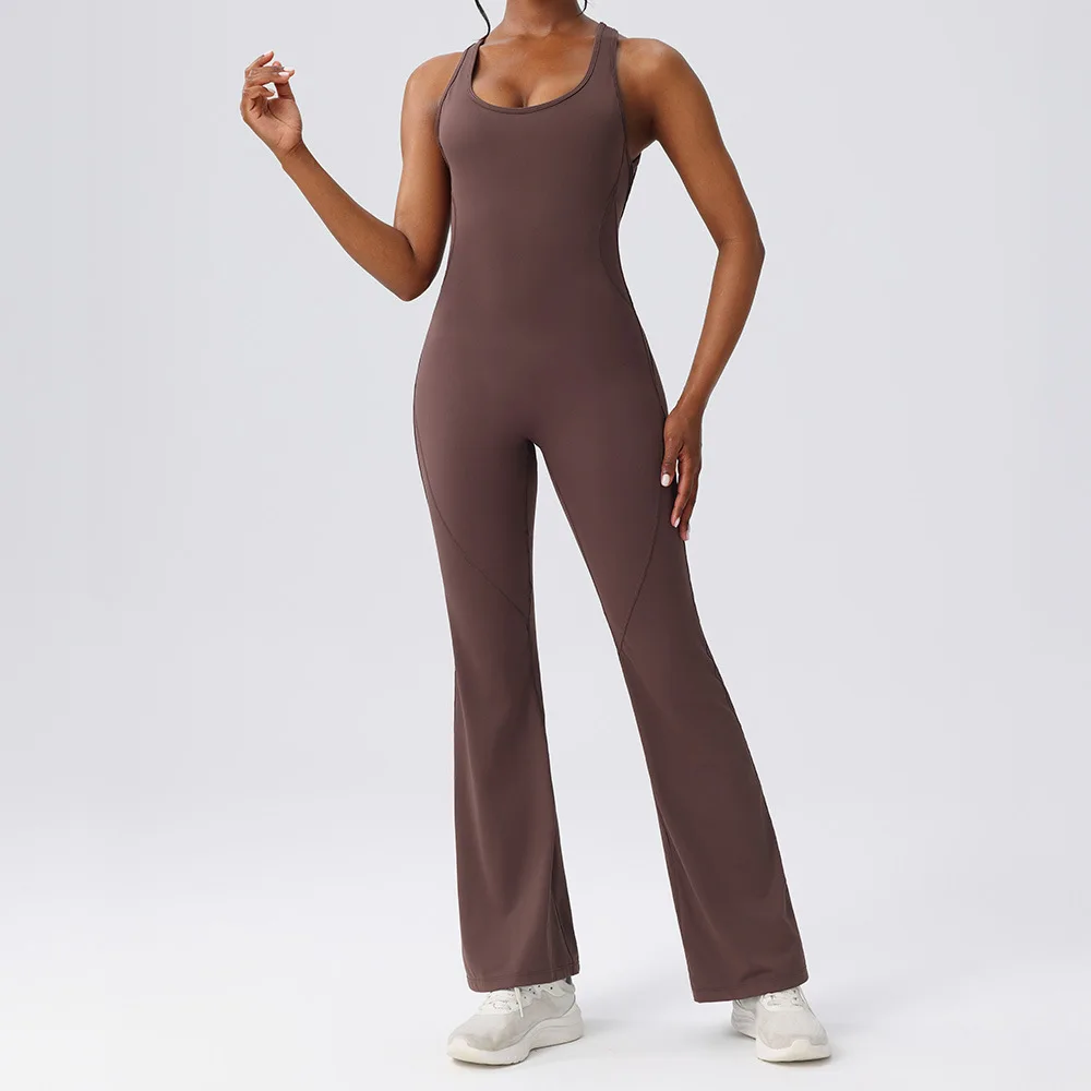 

Women’s One-Piece Yoga Jumpsuit, Solid Color Fitness Bodysuit, Butt Lifting Workout Set, Sportswear Activewear Training Outfit