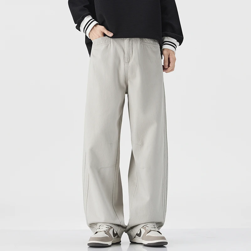 

New Men's Loose Straight Pants Elastic Waist All-match Ankle Length Pants Autumn Winter Casual Outdoor Sweatpants High Street
