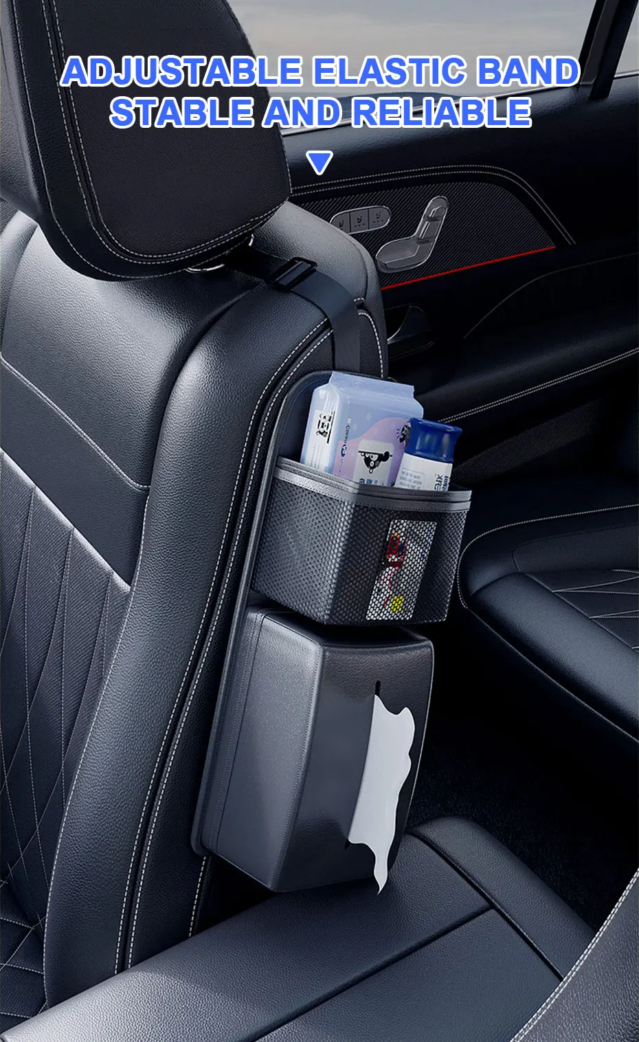 SEAMETAL Autositz-Seiten-Aufbewahrungstasche, Autositz-Hänge-Organizer, multifunktionale Autositzbox für Taschentücher, Telefonschlüssel, Zubehör – Detail 5
