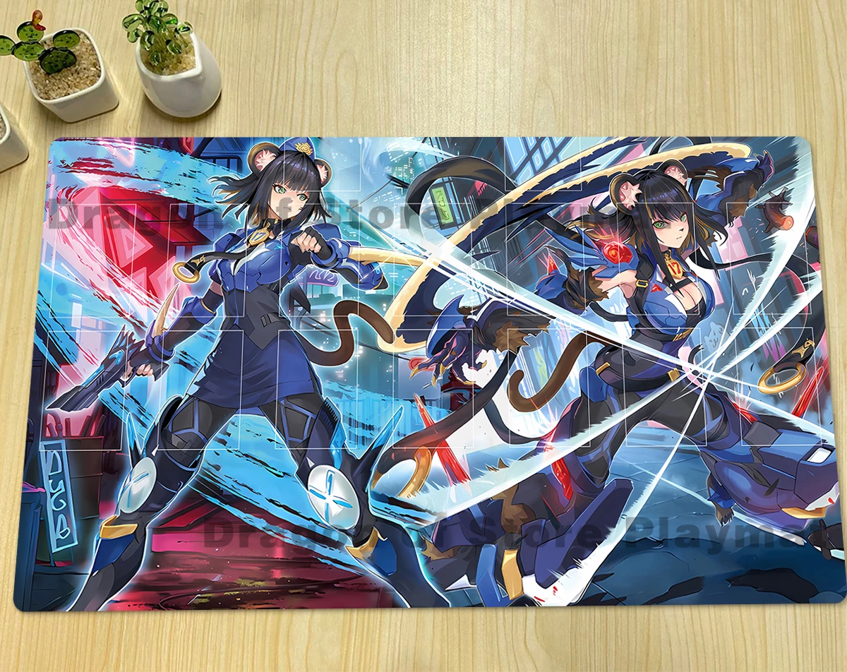 Yugioh K9 - # 17 Izuna Playmat K9 - # 17 "Ripper" TCG CCG Mat Board Game Duel Pad Trading Card Game Mat Karet Mouse Pad Tas Gratis