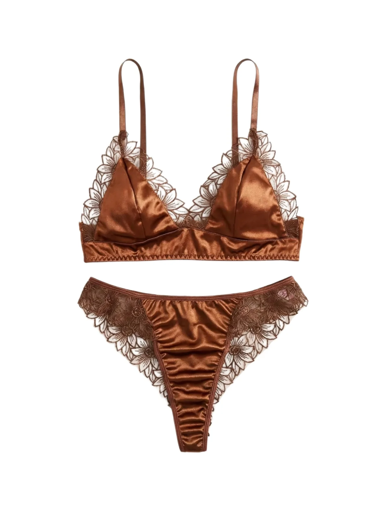 Conjunto de sujetador sexy con bordado floral de girasol de 2 piezas más vendido: conjunto de lencería con cierre de doble fila con aros, ideal para fechas y parti