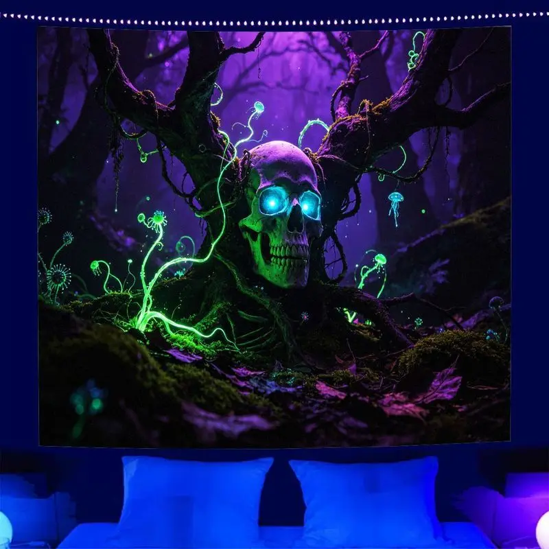 VIKAMA Cyberpunk Astronaut Alien Eating Pizza Tapestry Creative Cartoon Esports Room Decoration Home Decoration