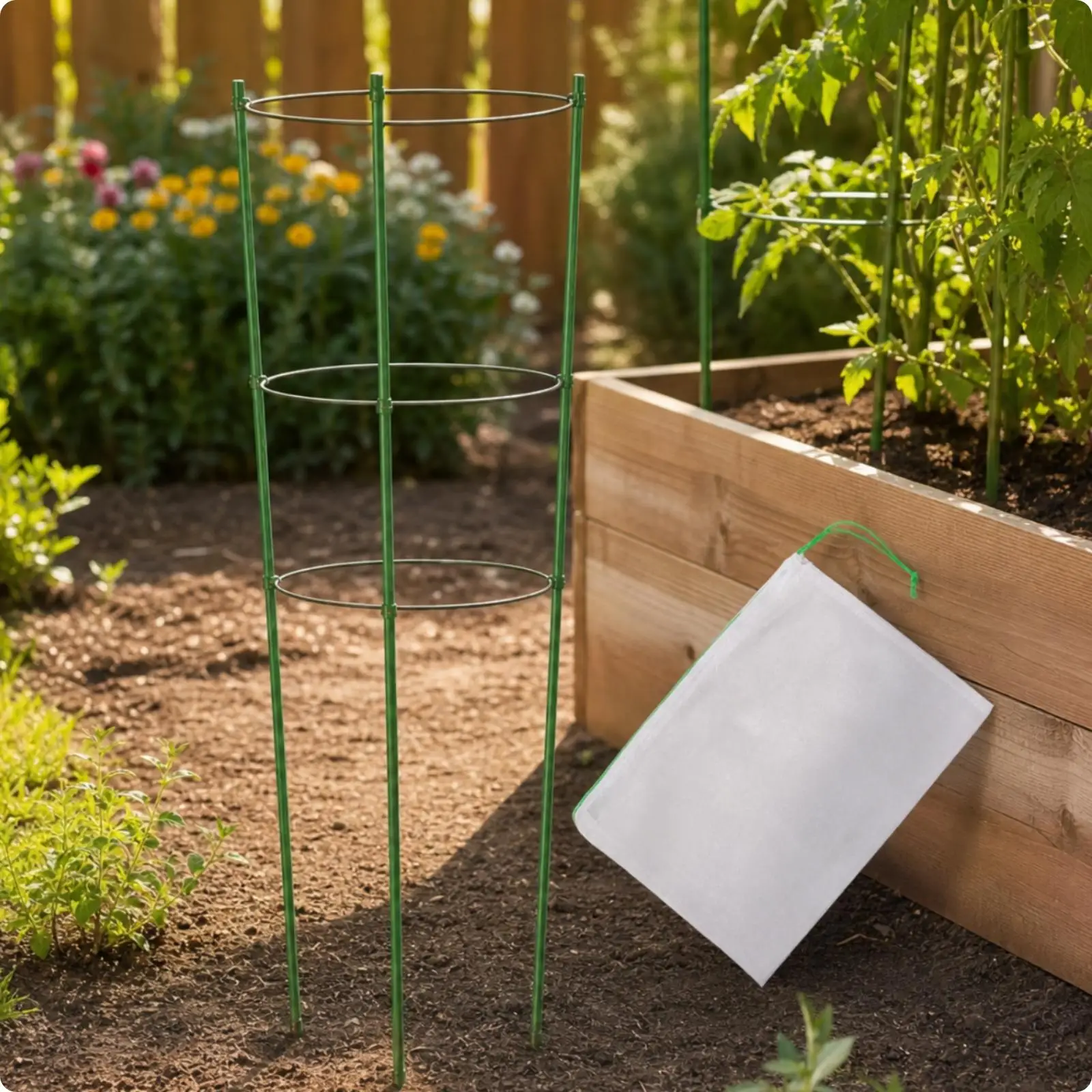 Garden Seedling Cage Plant Protector Mesh Bag Cylinder Design for New Growth Flowers Balcony Patio Indoor Outdoor Plant Display