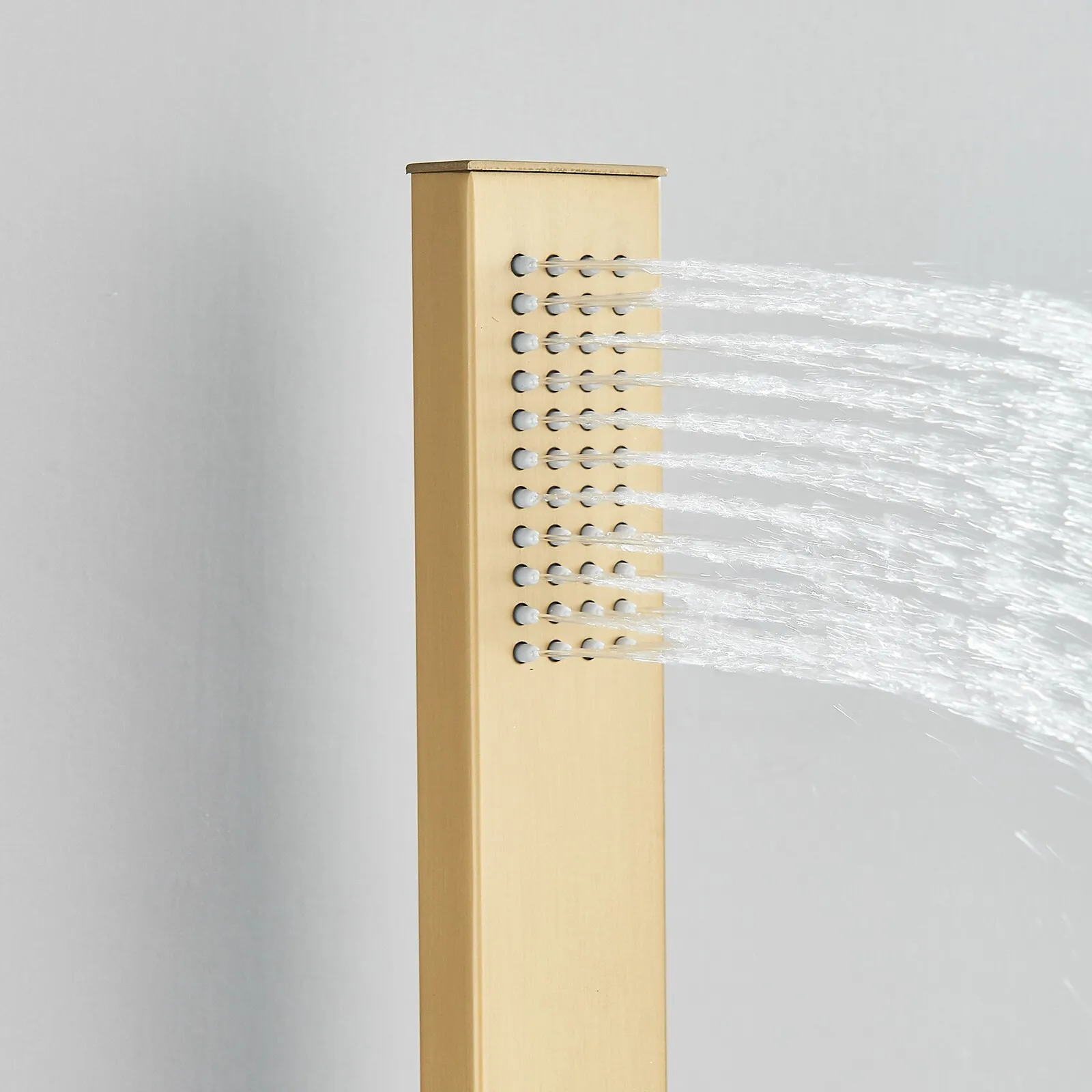 LED Brushed Gold Mixer Jets Celling Rainfall Shower Faucet System with Handheld