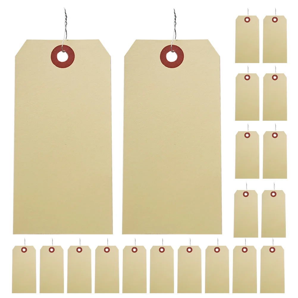 50 Pcs Packaging Tags Shipping Label Manila with Iron Wires Wired Electric Blank for Beige