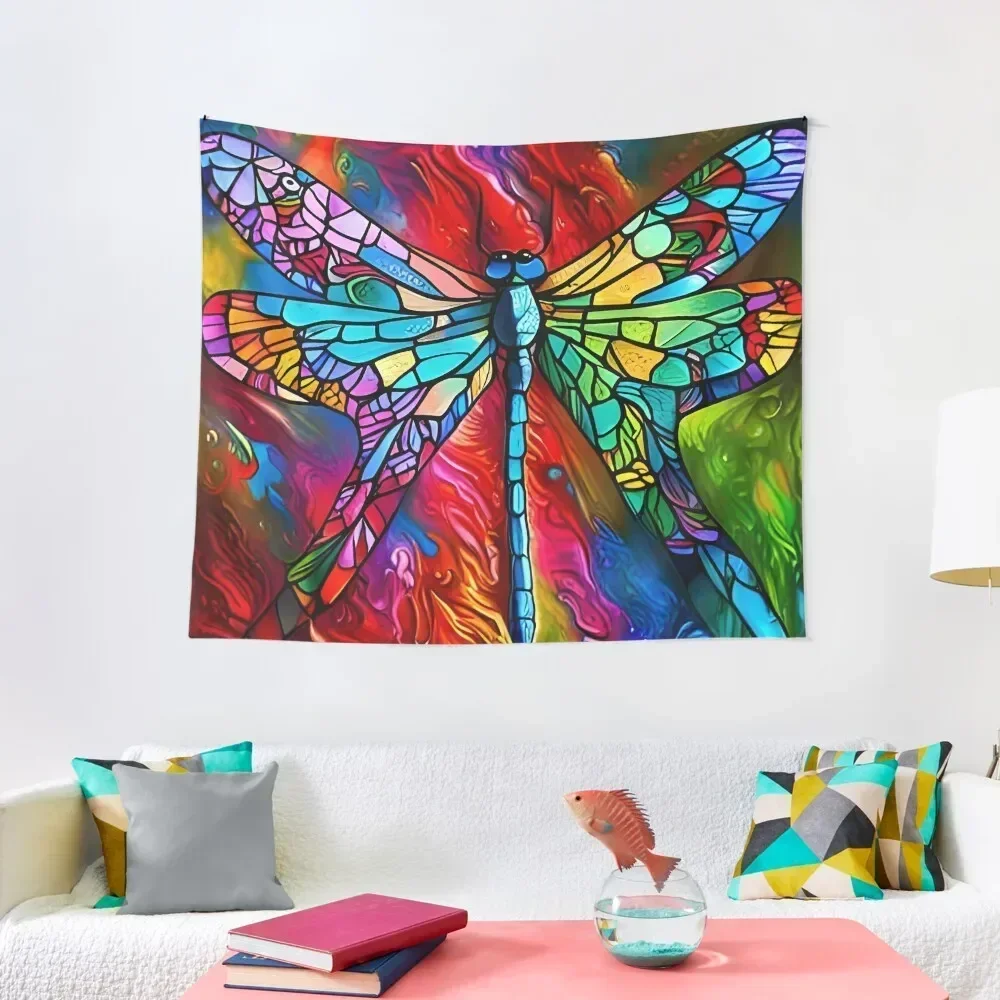 

Dragonfly Stained Glass Cartoon Tapestry Home Decoration Decoration Bedroom Aesthetic Home Decor Tapestry