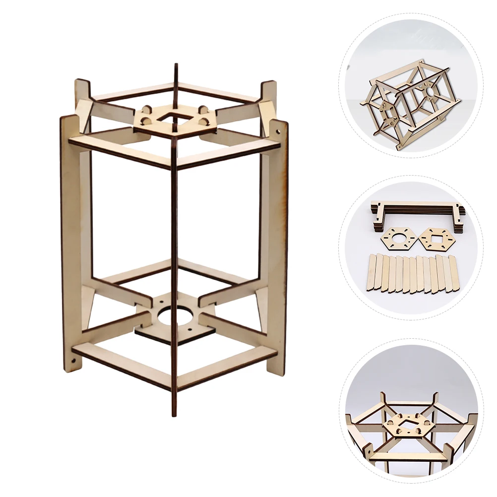

Wooden Lampshade Lantern Frame for DIY Lighting Smooth Diy Lantern Frame Surface Anti Rust Retro Style Decor Shelf