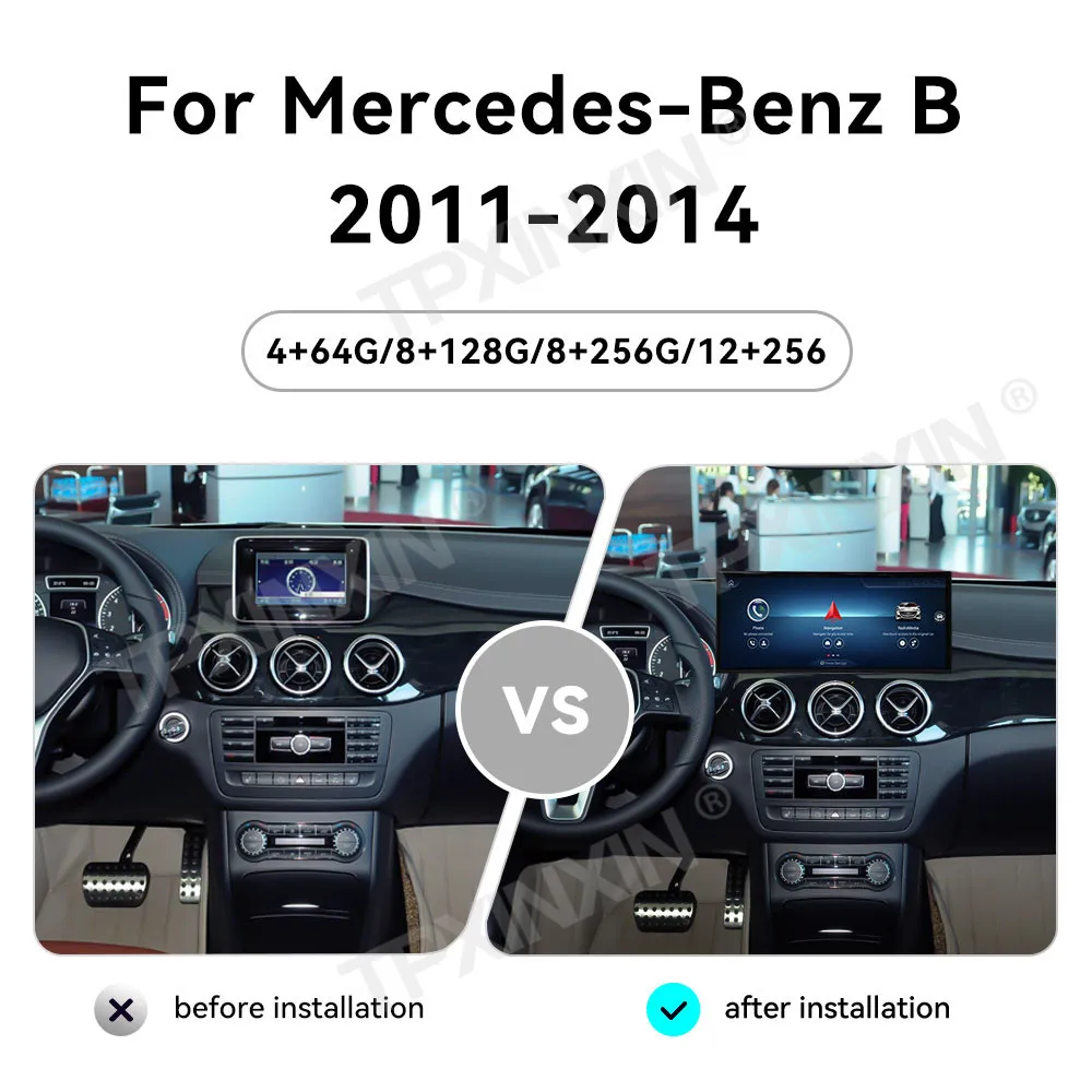 15.8 Inch 4K Android 14 For Mercedes Benz B Class 2011-2014 NTG 4.5 Qualcomm Car Radio CarPlay GPS Multimedia Player Head Unit