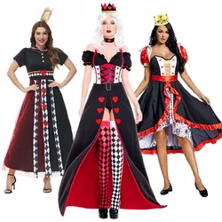 Halloween Costumes Alice in Wonderland Queen of Hearts Costume Poker Queen Cosplay Carnival Party Fancy Dress Up for Adult Women