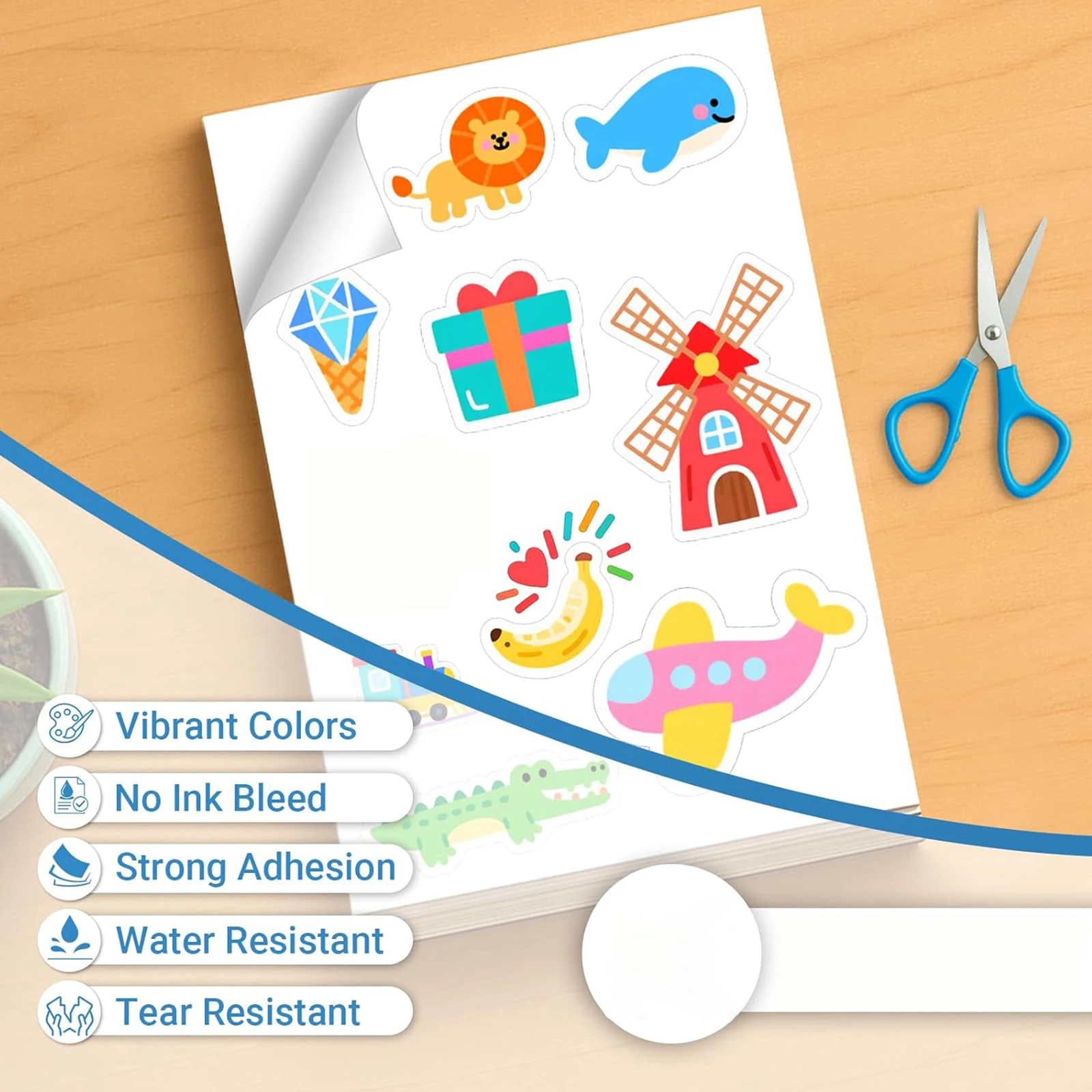 50 Sheets A4 Matte White Vinyl Sticker Sheets 8.3x11.7 inch Self-adhesive Waterproof Label Compatible with Inkjet & Laser Printe view 3