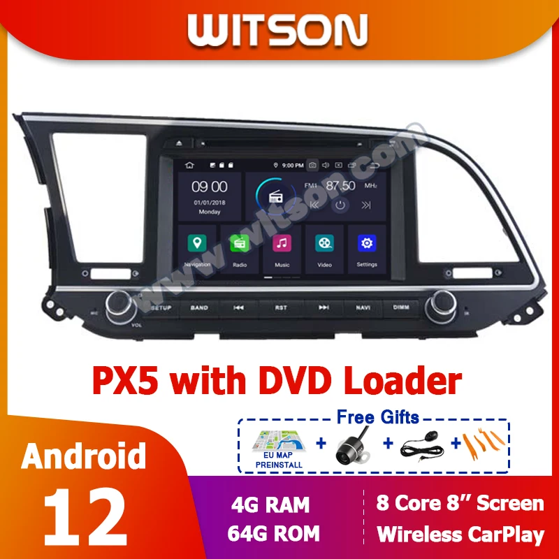 WITSON Android PX5 CAR DVD Media Player with DVD Loader For HYUNDAI ELANTRA 2016 8'' SCREEN 4G 64GB CarPlay GPS NAVIGATION