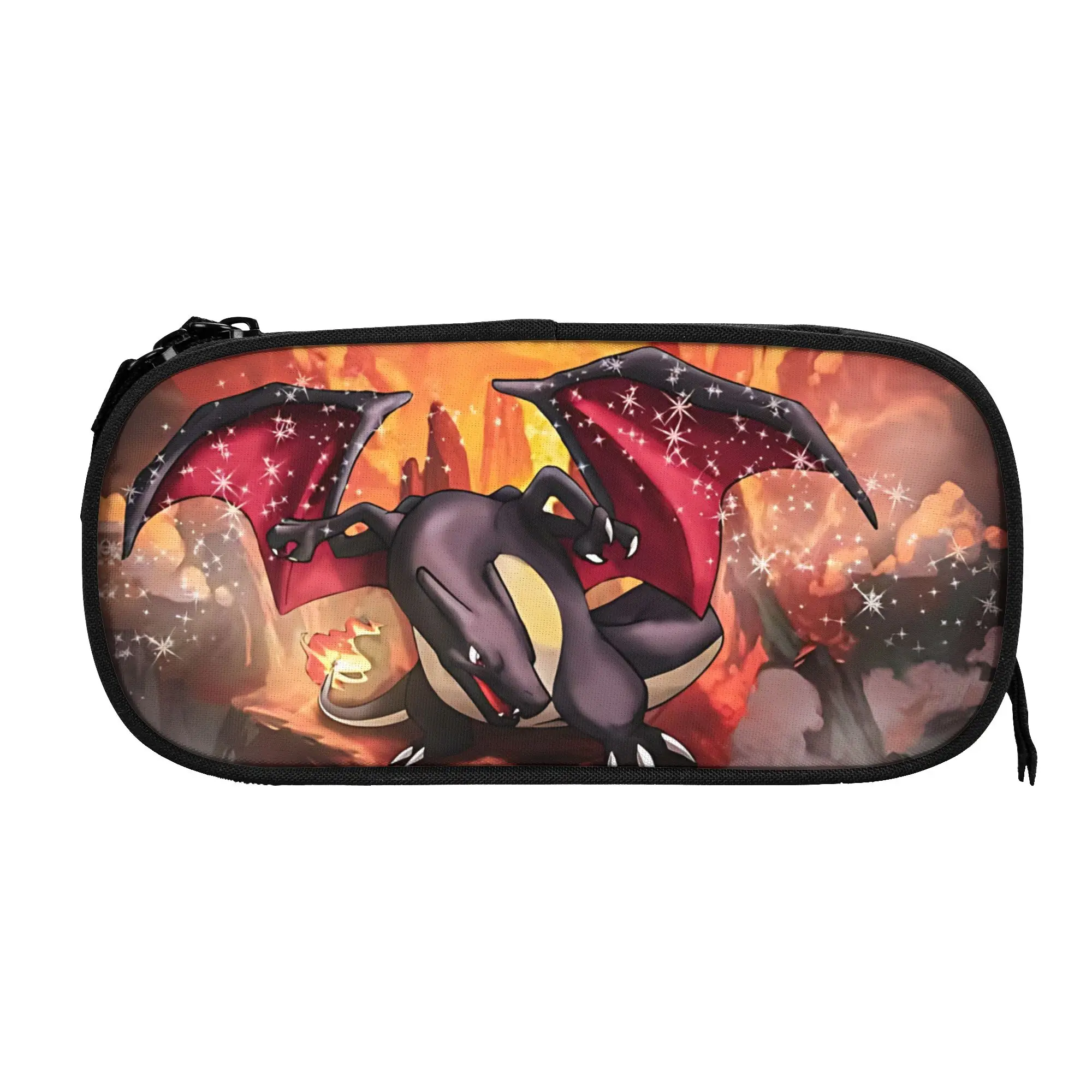 Large Capacity Bags For Child Cartoon Charizard Dark Cloud Scene Graphic Pokemon Theme School Pencil Bag For Boys Gilrs Kids
