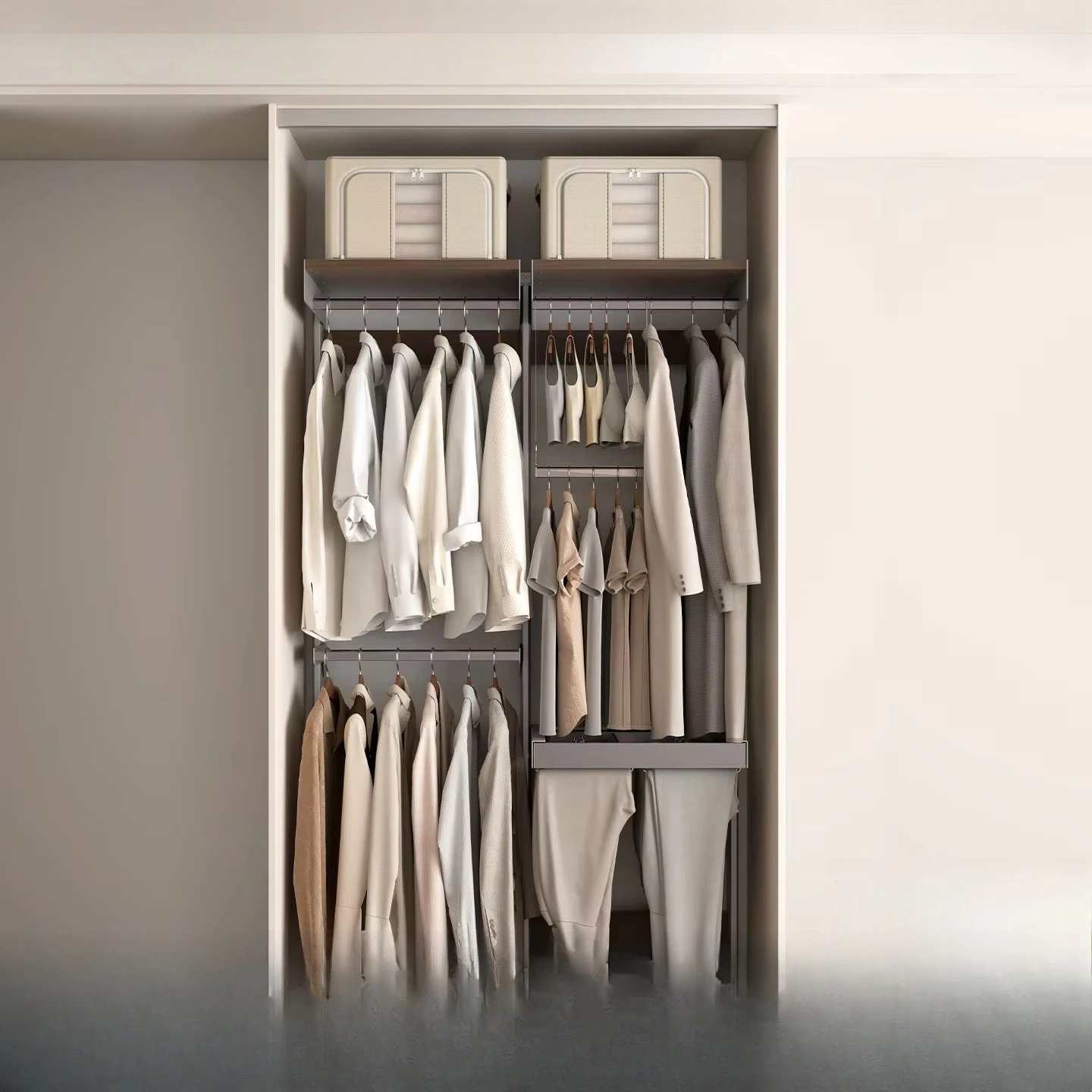 SHELF Steel Freestanding Open Frame Wardrobe Modern Convertible Bedroom & Living Room Furniture | 1.6m/5ft 3inch [Basic Model]