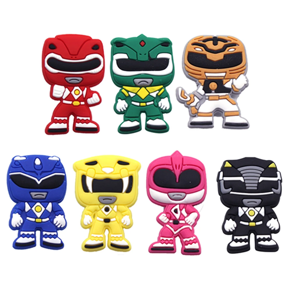 7-24pcs Super Warrior Series Shoes Charms Cartoon Clogs Sandals Decoration PVC Shoe Accessories Charms for Friends Gifts