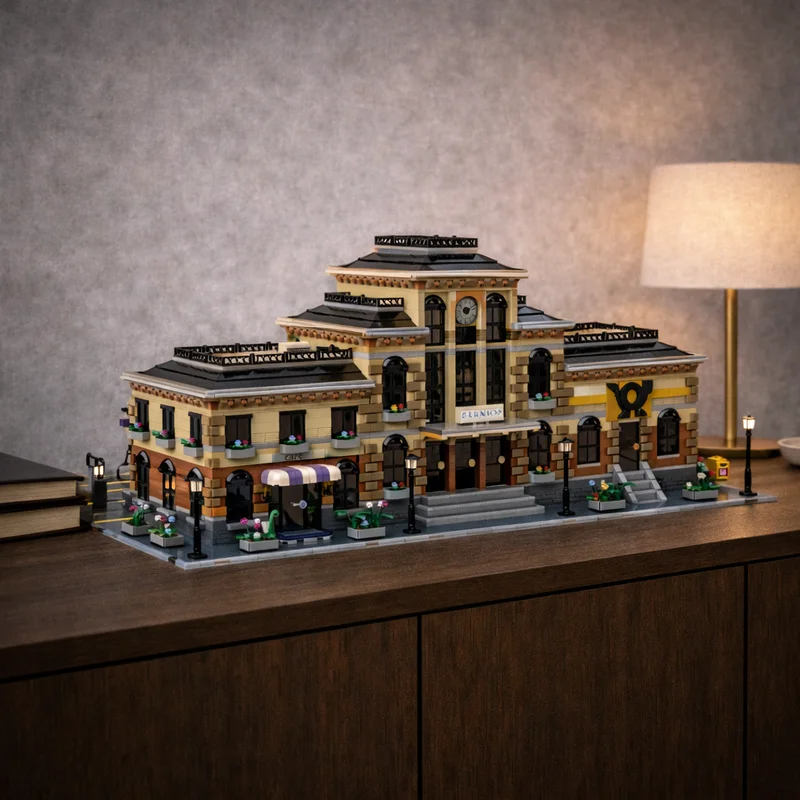 

8571pcs MOC Modular German Railway Station Set Streetscape Model Building Blocks Creative Gift DIY Display Decor Adult Premium