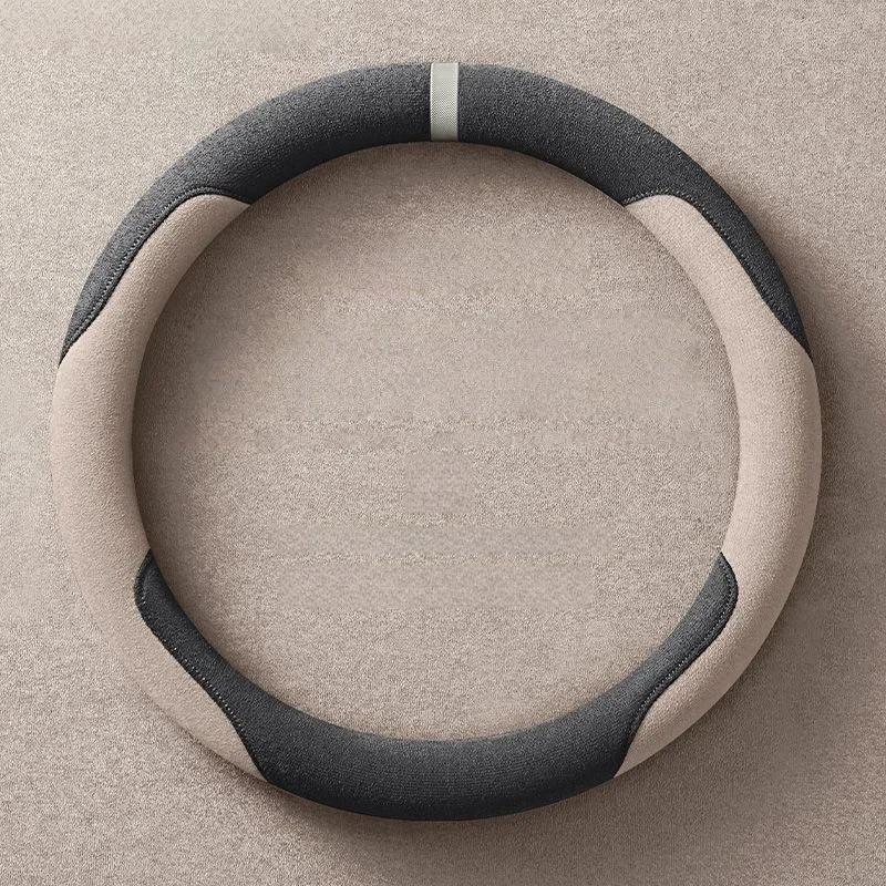 Sporty Aesthetic Appearance Suede Steering Wheel Cover Universal For Diameter 37-38cm Delicate Breathability