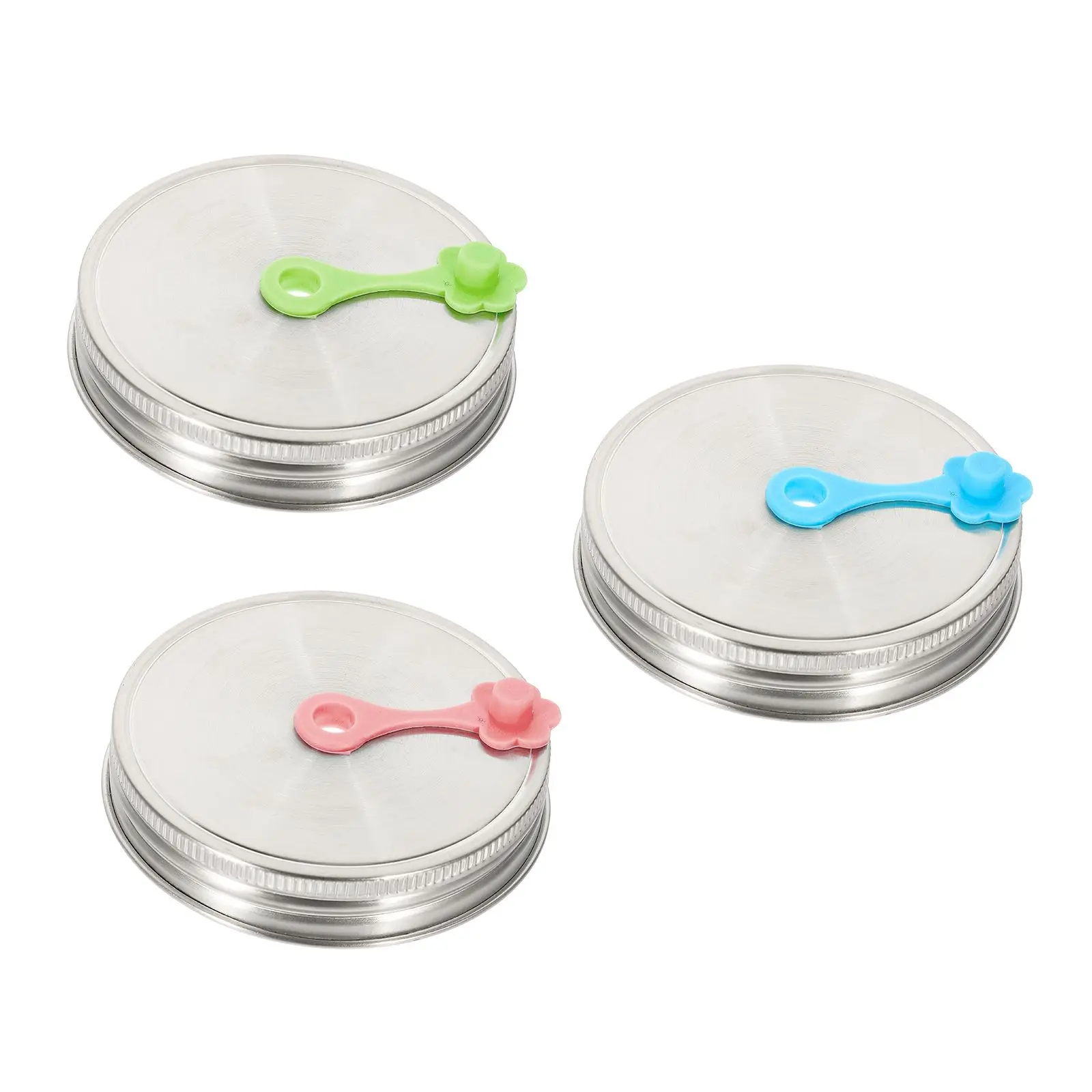 

3 Sets Stainless Steel Lid Jar Lids Straw Hole Can Lids Straws Covers Stoppers Sealing Dust Proof Insect Proof Kitchen Bar