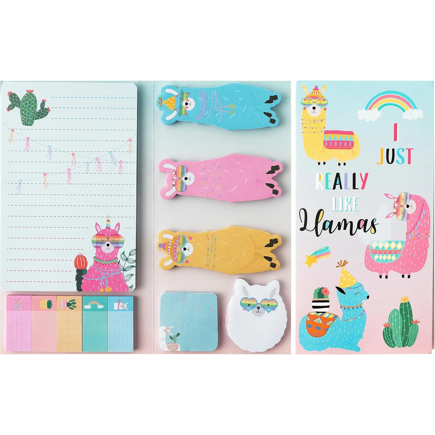 

I Just Really Like Llamas Self-Sticky Notes Set 550 Sheets, Cute Cartoon Alpaca Animal Divider Tabs Memo Pads School Office Gift