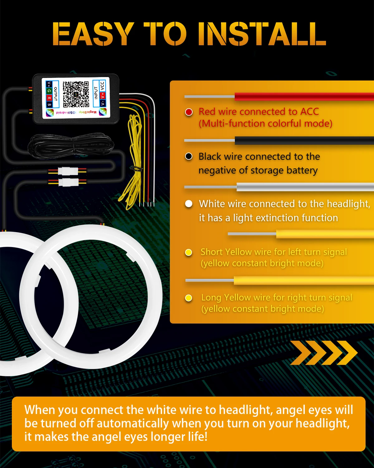 LED Angel Eyes Baumwolle Lichter mit Blinker APP Bluetooth RGB DRL Halo Ringe Für Auto Roller Motorrad 12V 24V