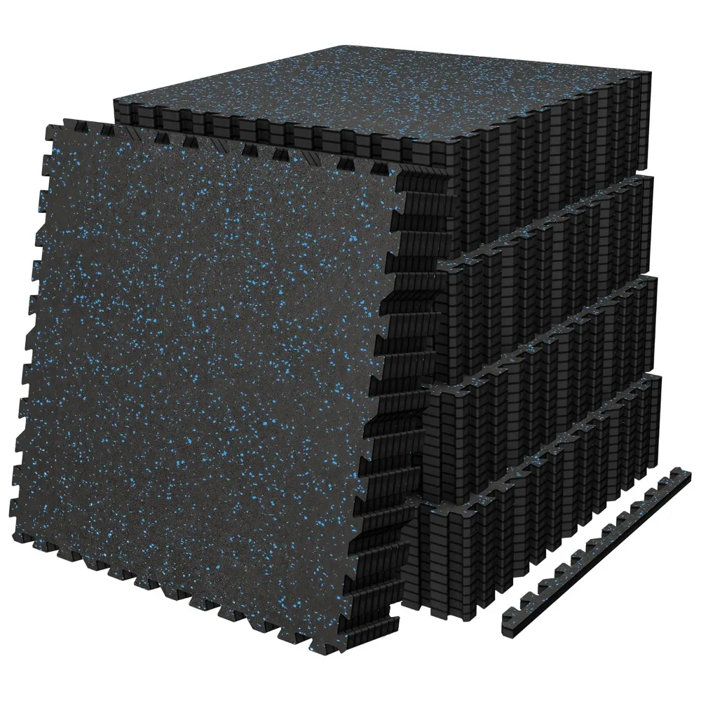 0.56in Thick 192 Sq.Ft Exercise Mat Set, 48 Tiles Rubber Top & High Density EVA Foam, Custom