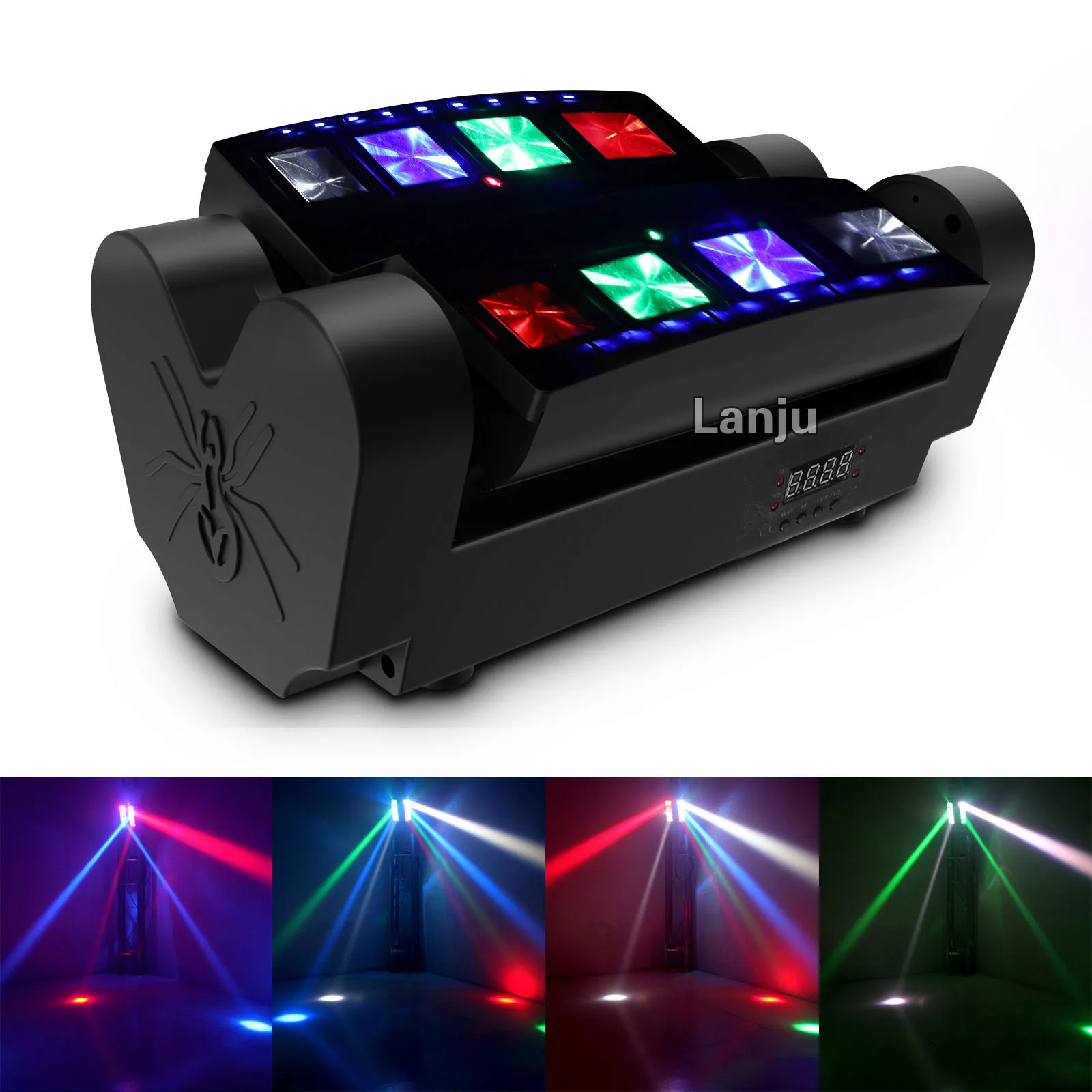 Ulepszone Mini Laser barwione światło ośmiookie światło reflektor z ruchomą głowicą DJ Bar Disneyland sterowane głosem laserowe światło toru wyścigowego