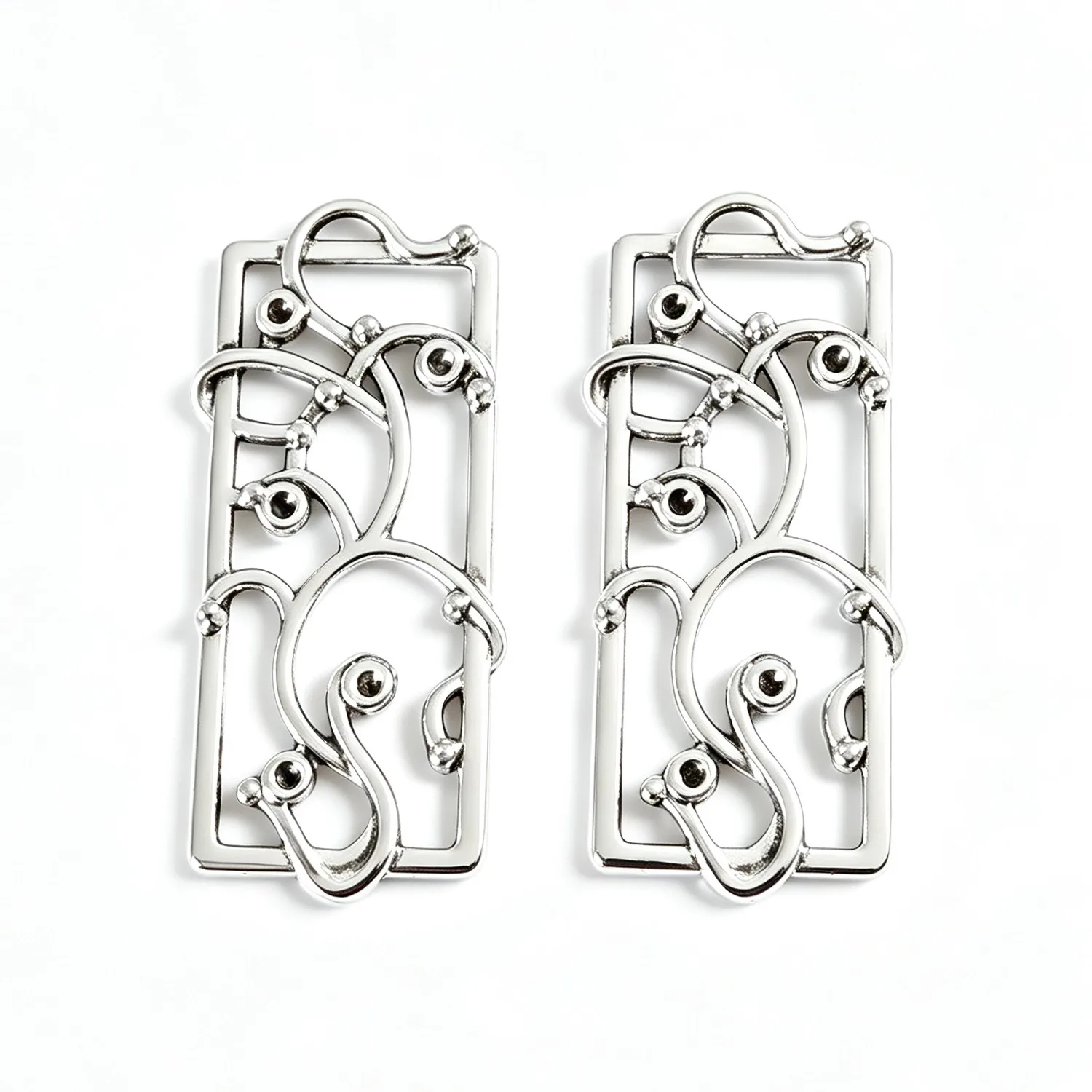 10Pcs 38×16.5mm Zinc Alloy Antique Silver Rectangular Hollow Branch & Leaf Pendant DIY Jewelry Accessories EF4829