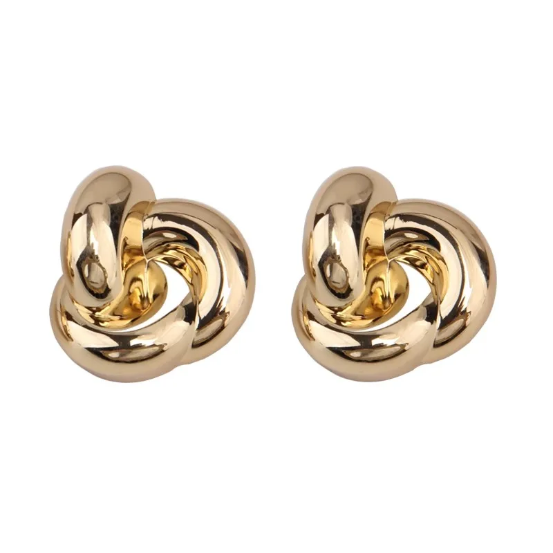 Vintage Geometric Smooth Metal Twisted Knot Large Earrings for Women Europe America Personality Party Jewelry Accessories