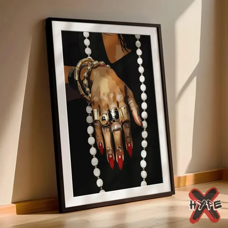 1PC frameless Modern Fashion Black Woman Poster Rich and Beautiful Girl Luxury Jewelry Canvas Painting Wall Art for Living Room