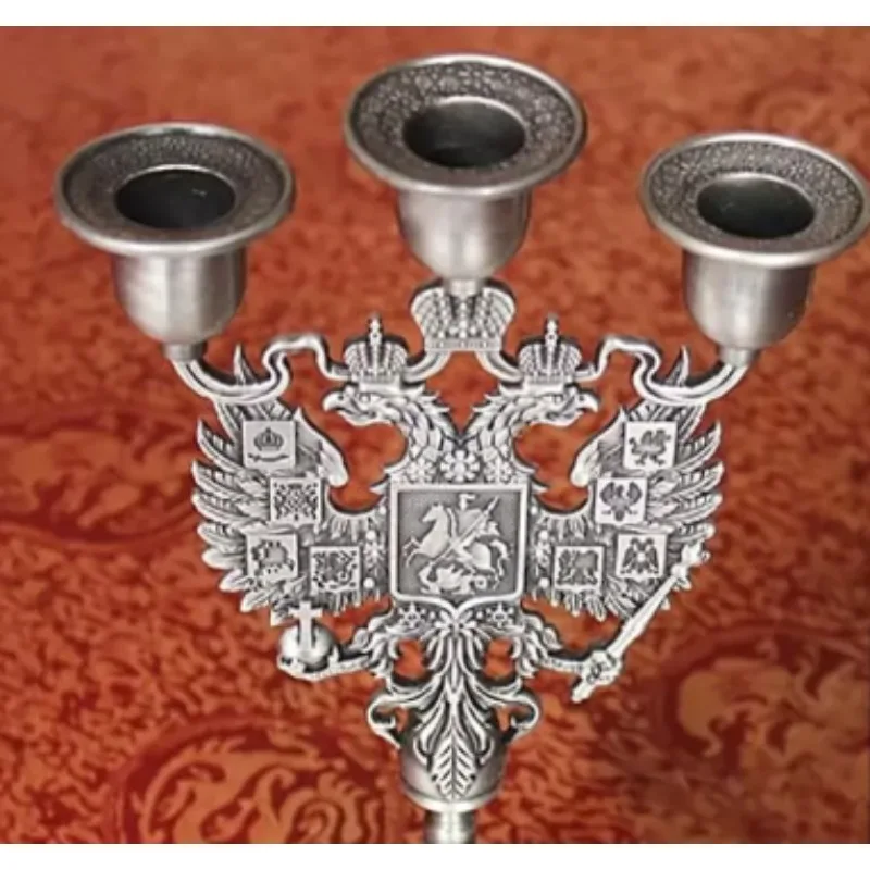 Double-headed Eagle Metal Ornament Home Decoration Candle Light Dinner Candle Holder Antique Three-headed Wax Table