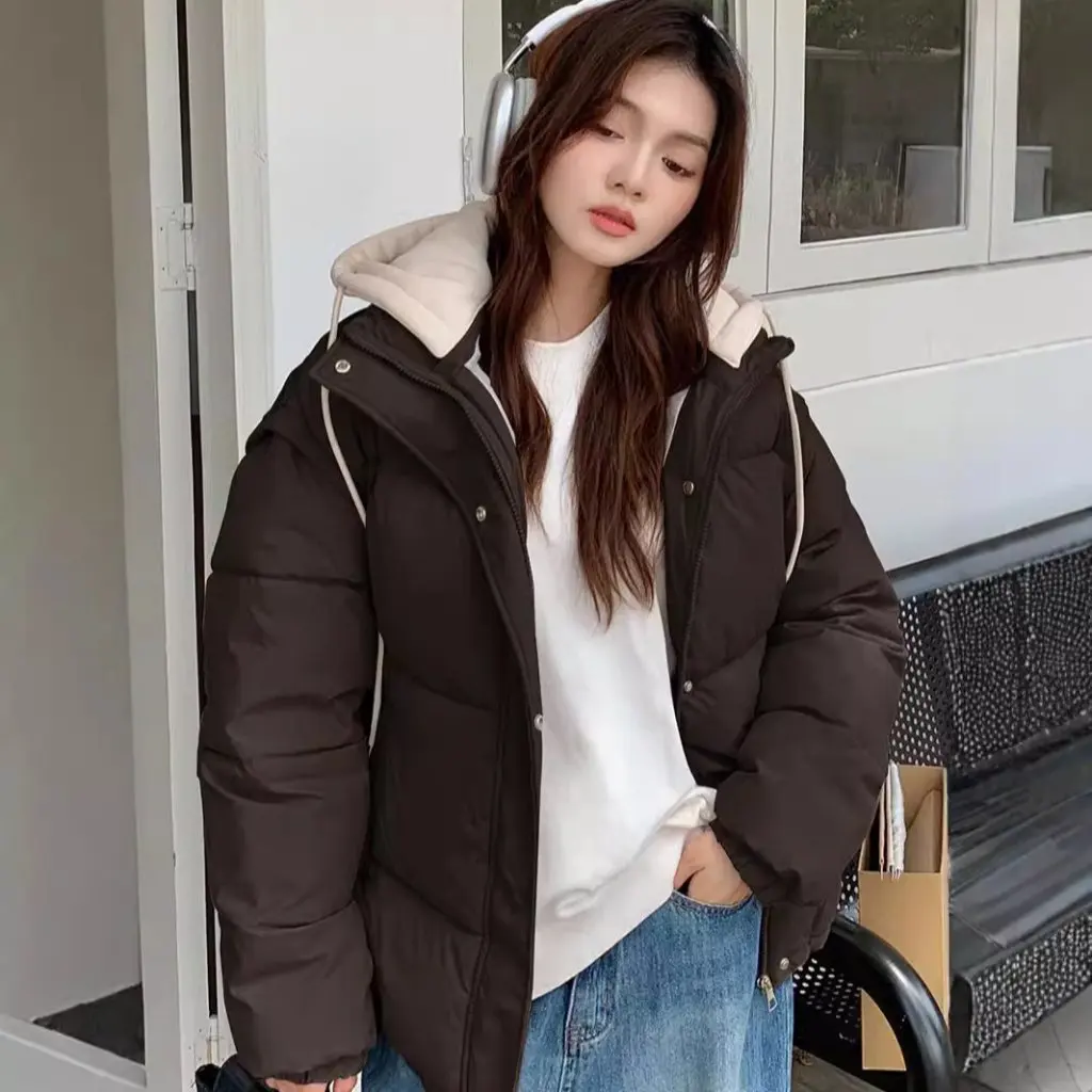 

Dongdaemun Women's Detachable down Cotton-Padded Jacket Winter Short Korean Fashion Loose Warm Coat