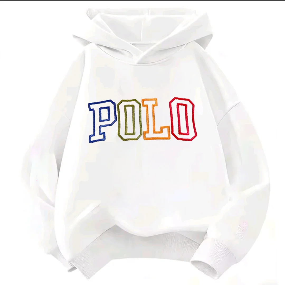 Kinder-Straßenkleidung Kinder-Hoodie Vintage Regenbogen-Umriss POLO-Schrift Grafik Langarm-Sweatshirt Unisex Kleinkinder Jungen Mädchen Alltagskleidung – Detail 2