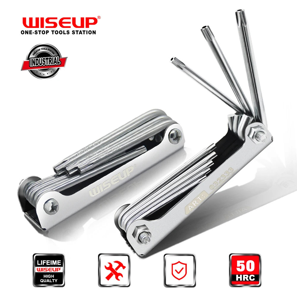 WISEUP Folding Metal Universal Allen Wrench Set Hexagonal Screwdriver Hex Key Wrenches Allen Keys Hand Tool Portable Set