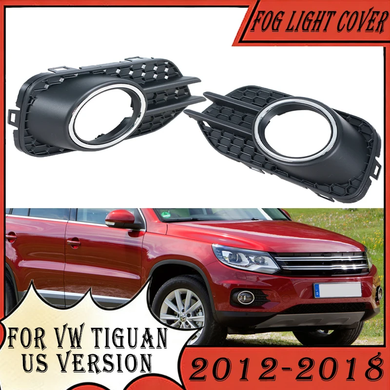 Car Front Fog Light Shell For VW Tiguan US Version 2012-2018 Fog Light Cover Fog Lamp Frame With Chrome Ring Car Accessories