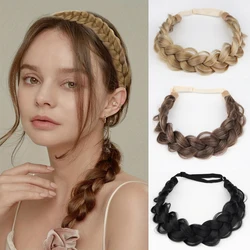 Braided Headband Hairpiece Synthetic High Heat Resistant Material Daily Wear Accessory Adjustable Size With Elastic Band